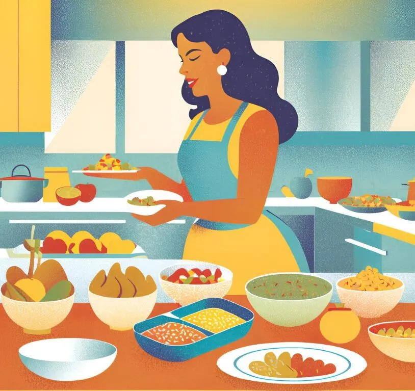 A person meal prepping in a bright, modern kitchen.