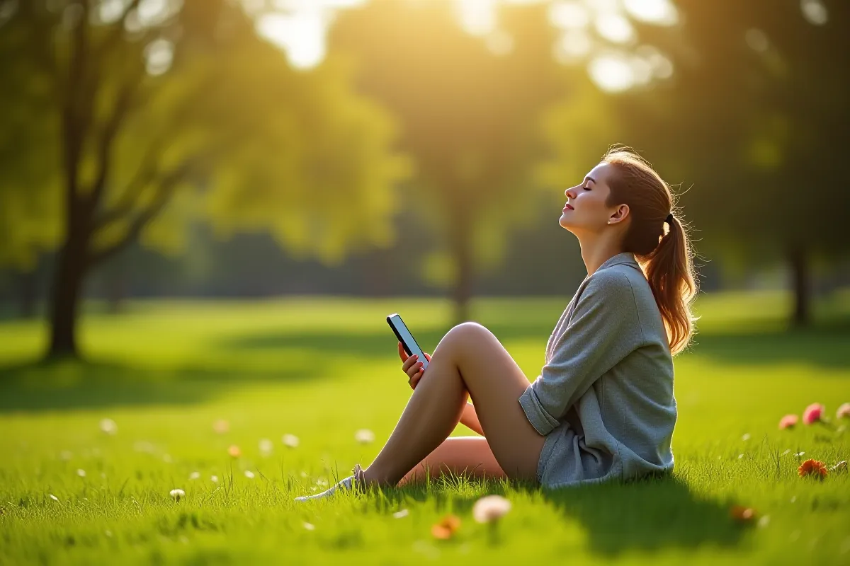 "Person enjoying outdoor time phone-free"